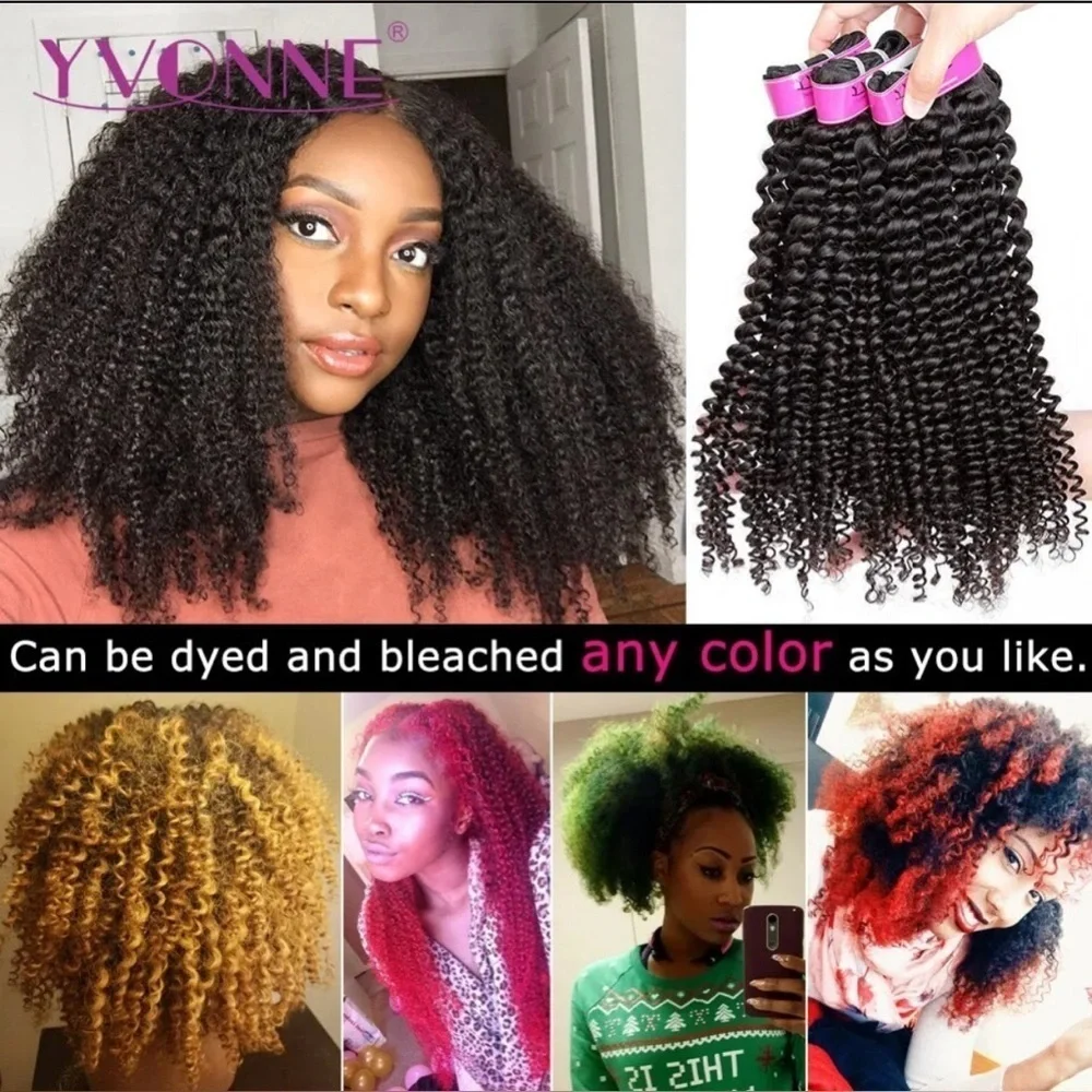 Yvonne 1B Kinky Curly Virgin Brazilian Hair – 3 Bundles (16”, 18”, 20”)